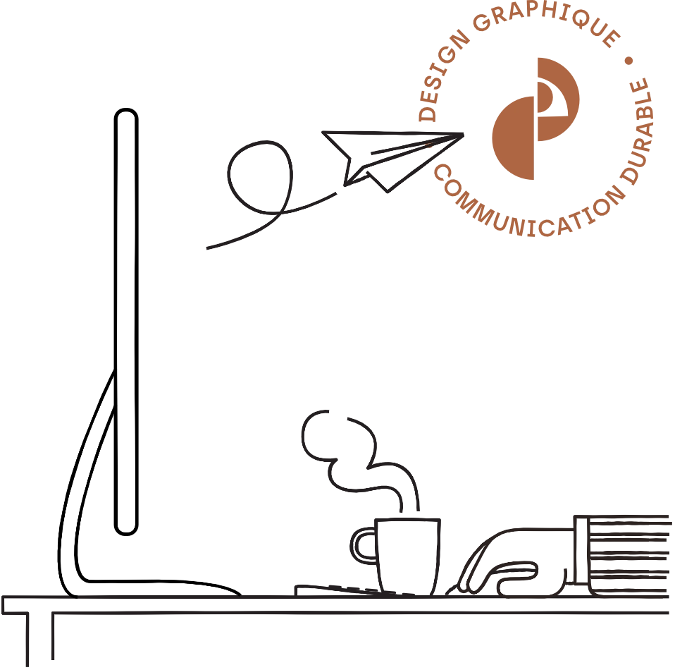 zoom sur la main d'un graphiste envoyant des documents depuis son bureau