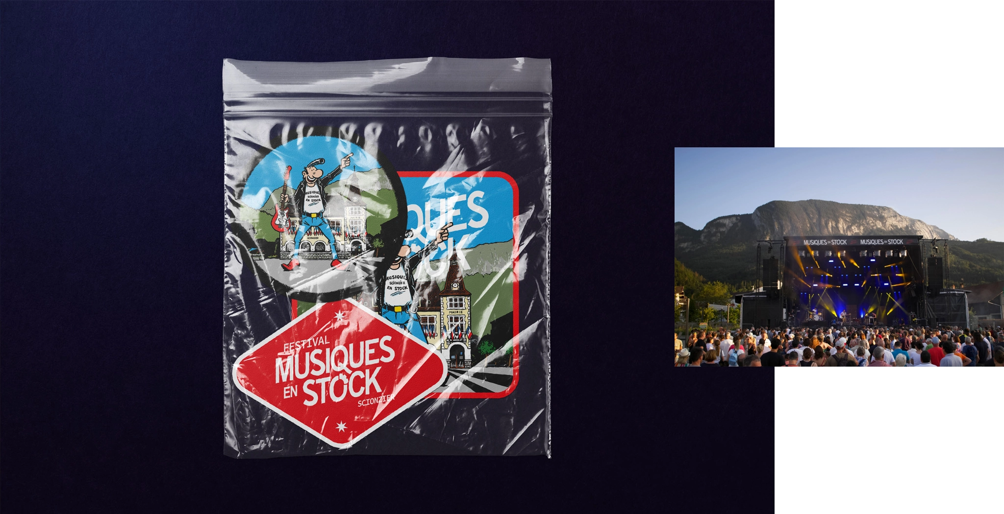 Visuel de Mrargerin et logo du festival sur un set de stickers proposés à la boutique du festival