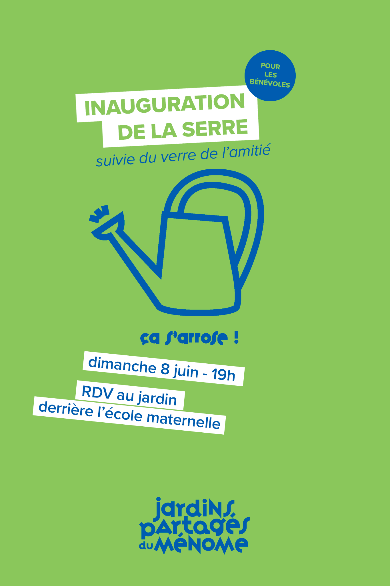 Visuel pour l'inauguration de la nouvelle serre, d'après la charte graphique de l'association
