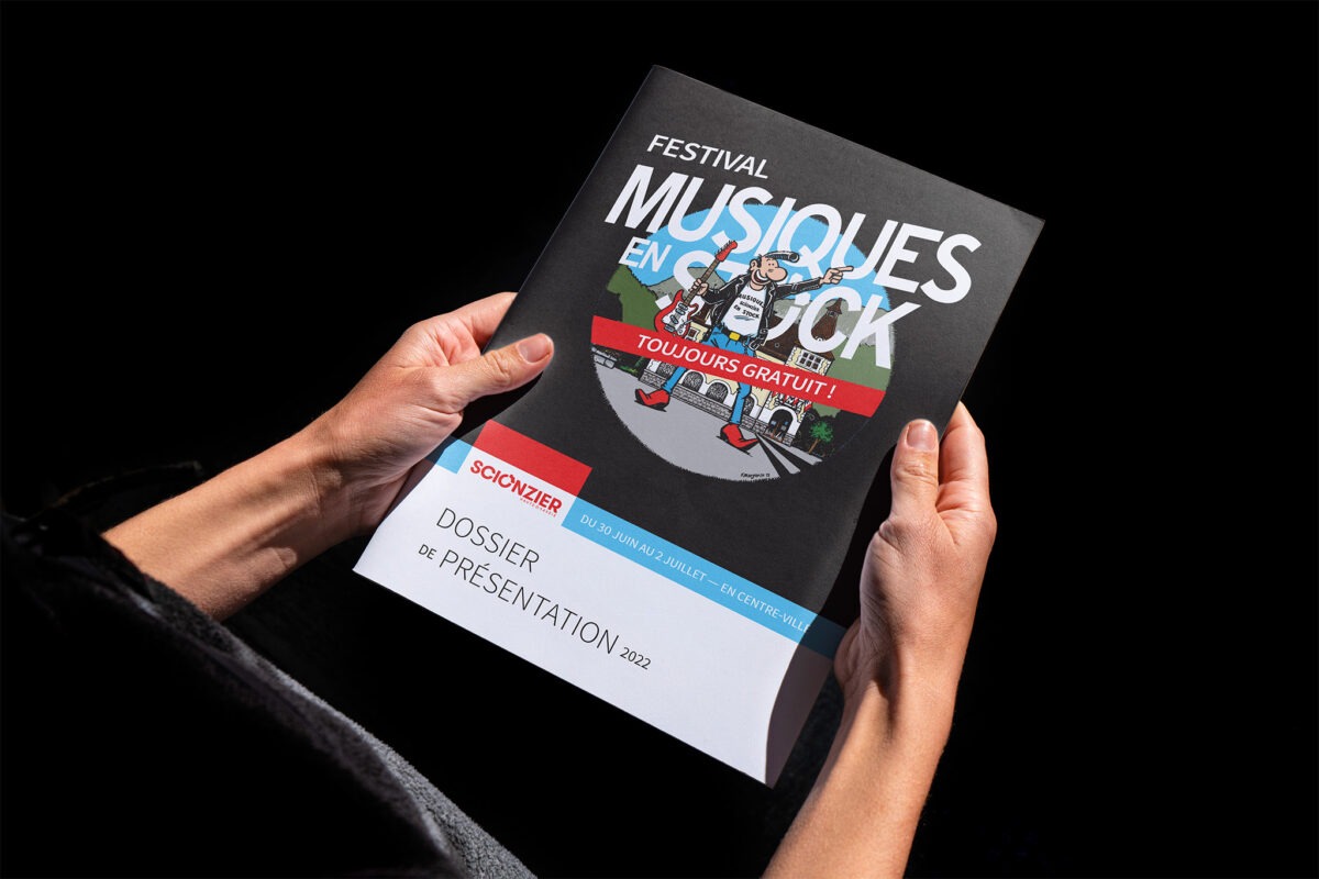 Couverture du dossier de présentation de Musiques en Stock, avant la première édition du festival à Scionzier