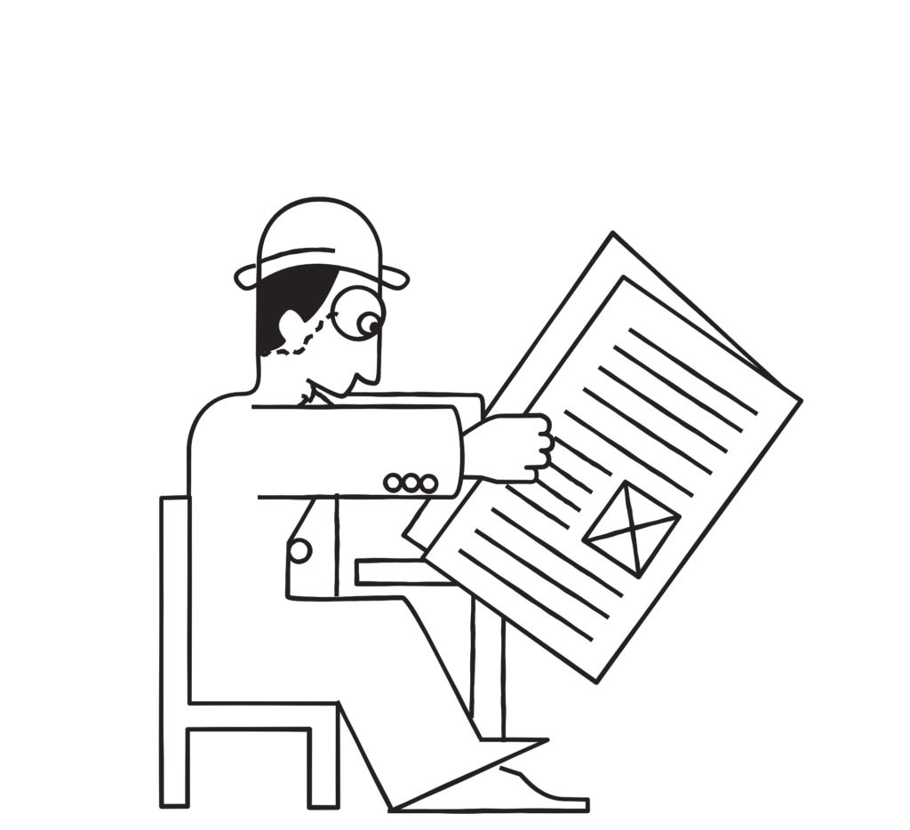 Graphiste élégant tenant un journal à la main