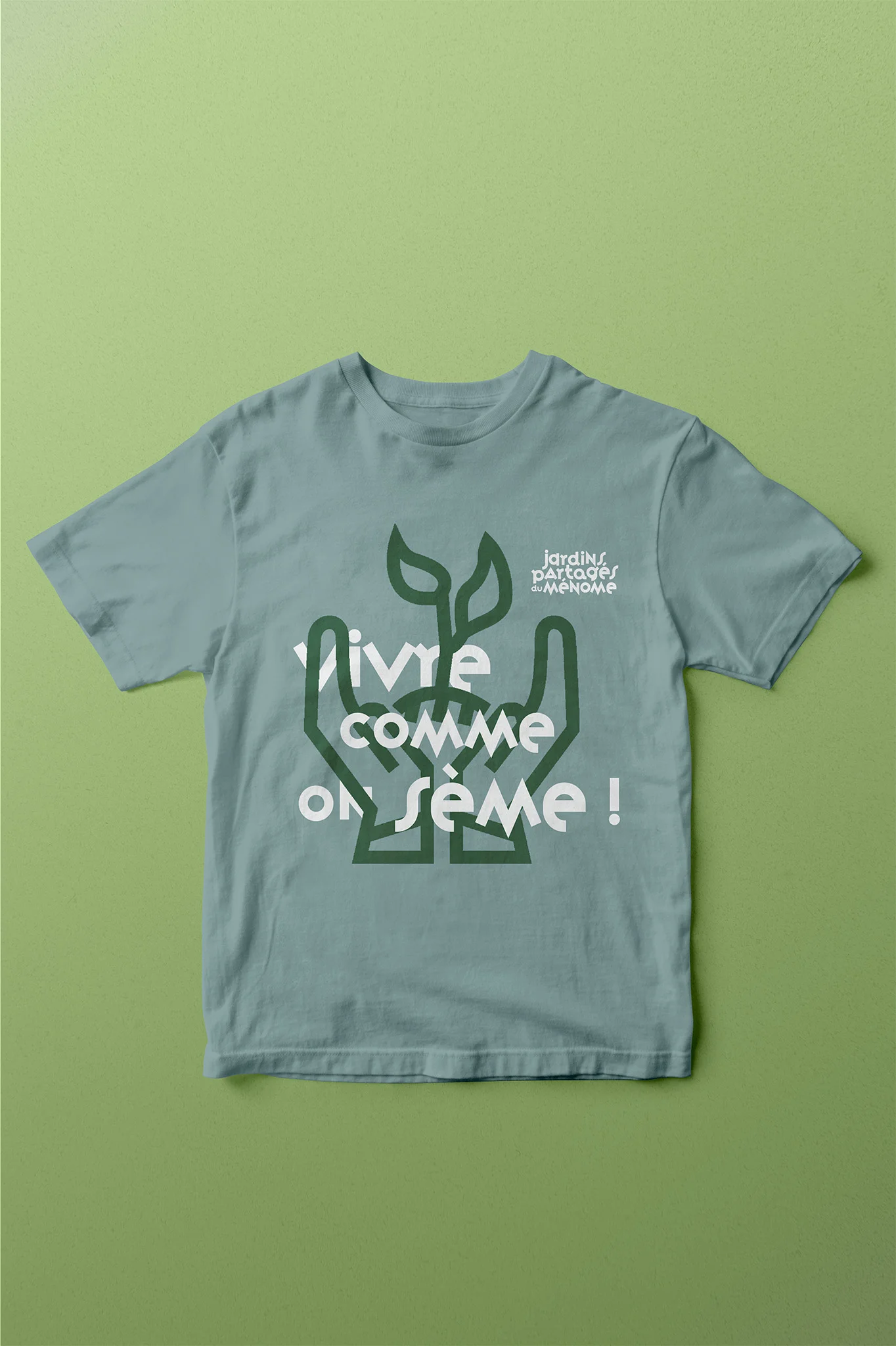 Vue du t-shirt imaginé pour les bénévoles de l'association, avec un visuel personnalisé